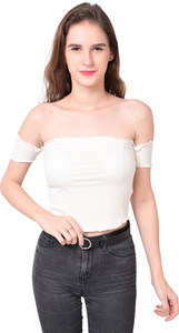 MansiCollections Casual Solid Women White Top