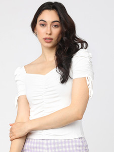Tokyo Talkies Casual Solid Women White Top