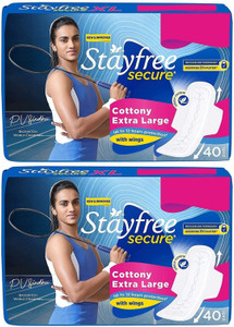 STAYFREE Secure X-Large Cottony Soft Cover Sanitary Pads For Women With Wings (Pack of 40+40) Sanitary Pad