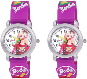 Style Freak Barbie Purple Strap White dial Analog Wrist Watch Set of - 2 Analog Watch  - For Girls
