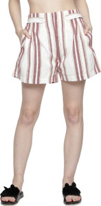 NUEVOSDAMAS Striped Women Red, White Basic Shorts