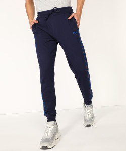 फिला पुरुषों के लिए सॉलिड नीला ट्रैक पैंट