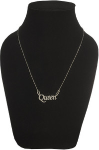 Uniqon JAR0153-01 Fancy & Stylish Trending Valentine's Day Special Metal Stainless Steel Queen Name Letter Locket Pendant Necklace With Chain For Women's And Girl's Gift Jewellery Set Silver Stainless Steel Pendant Set