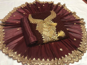 SHINESTAR Georgette Embroidered Salwar Suit Material