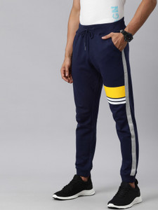 WROGN Solid Men Dark Blue Track Pants