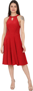 NUEVOSDAMAS Women Bodycon Red Knee Length Dress