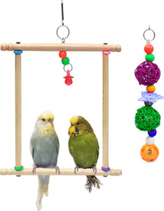thumbnail image 2 of Natural Wood Bird Ladder Toy - Hanging Swing For Small Parrots & Pet Birds 2 of 13