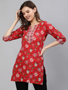 Nayo Casual Printed Women Red Top