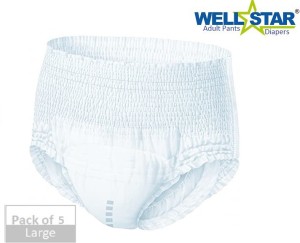 Wellstar Adult Diaper Pant style Unisex Large 5 Pcs, Waist Size (75-140 cm | 30-55 Inches) Adult Diapers - L