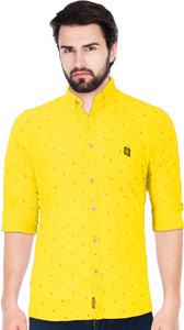 Indi Hemp Men Printed Casual Yellow Shirt