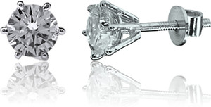 Jewelopia American Diamond Stud Solitaire Earrings 8 MM Cubic Zirconia Alloy Stud Earring