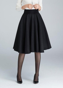 Areca Designer Self Design Women Flared Black Skirt