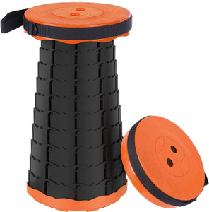 GTC Retractable Folding Stools Portable Lightweight for Indoor and Outdoor Traval, Fishing, Camping, Garden Use (36283-3) (Orange) Stool