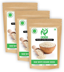 RASC RAW WHITE SESAME SEEDS I Safed Tal I White Til For Eating I Pack of 3 I Each Pack 200g White Sesame Seeds