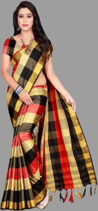 ROFOLO Checkered Chettinadu Cotton Blend Saree