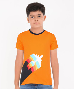 PROVOGUE Boys Printed Pure Cotton Regular T Shirt