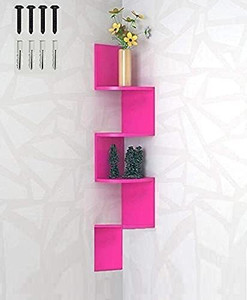HabibaArtGallery Wall shelf Zigzag Corner Wall Mount Shelf Unit/Racks and Shelves/Wall Shelf/Book Shelf/Wall Decoration/ Corner Zigzag Mounted Floating 5 Rack Shelves MDF MDF (Medium Density Fiber) Wall Shelf (Number of Shelves - 5 MDF (Medium Density Fiber) Wall Shelf