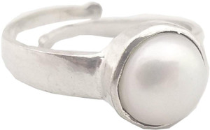 rs gemsexport Brass Pearl Silver Plated Ring