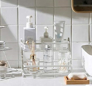 Easyroot Containers Kitchen Rack Iron Multipurpose 2 Step Kitchen Counter Top Kitchen Organizer for Storage Racks and Shelves, White