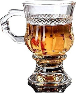 MIRTONICS Pack of 6 Glass Crystal Claasic Imported Coffee and Tea Cup Clear Coffee Mug(145 ml)(Set of 6)