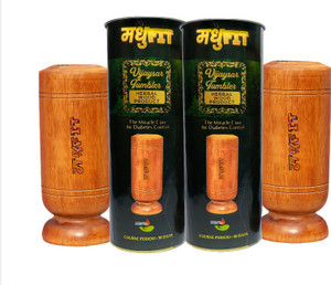 MADHUFIT (Pack of 2) Sugar Control Glass | Vijaysar Herbal Tumbler | Vijaysar Tumbler for Diabetes | Vijaysar ki lakdi ka Glass | Pack of 2 Glass Set Water/Juice Glass