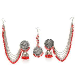 DECOLOGY Brass Black, Red Jewellery Set