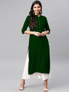 WOMEN VILLAGE Women Solid Straight Kurta