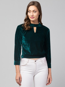 FUNDAY FASHION Casual Solid Women Green Top