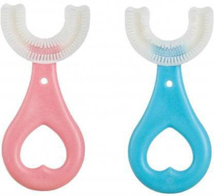 rdh Children Infrant Toothbrush 360 Degree U-shaped For 2-6 Years Mouth-Cleaning Silicone Clean Brushing Kids Teeth Dental Care Hand-Held Version Ultra Soft Toothbrush (Pack of 2) Extra Soft Toothbrush
