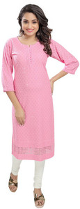 Dream & Dzire Women Chikan Embroidery Straight Kurta