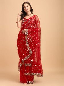 JATRIQQ Embroidered Bollywood Net Saree
