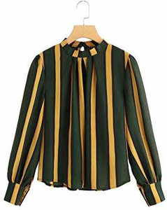 FabRange Casual Striped Women Green, Yellow Top