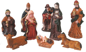 SK Craft SK Craft 9 Piece Christmas Nativity Crib Set Decoration Baby Jesus-3.5 Inches (Medium Size), Christmas Crib Nativity Set, Crib Christmas Separate Pieces 12 cm Pack of 9