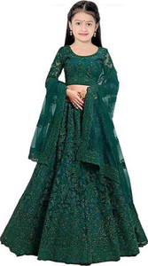 NEw BHARAT SALES Girls Lehenga Choli Party Wear Embroidered Lehenga, Choli and Dupatta Set