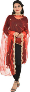 S And H Designer Net Embroidered Women Dupatta