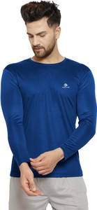 Cruister Solid Men Round Neck Blue T-Shirt