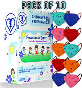 SUBHUSHA N95 color mask for child Reusable Washable Face Mask Breathable, Outdoor Anti-Pollution & Anti Virus Breathable Face Mask with Premium Quality masks Especially for Kids With 5 Layers Protection Respirator With Melt Blown for Boys Girls Children Babies (Anti Pollution Mask , Anti Viral Mask , Anti Bacterial Mask ) (School Mask , Outdoor Mask , Kids Party Mask) (Child Mask , Kids Mask 3 years, Kids Mask 4 years , kids Mask 5 years , kids mask 6 years , kids mask 7 years , kids mask 8 years , kids mask 9 years , kids mask 10 years up to 14 yrs ) Kids N95 10PCS -Print-Red-Pink-S.Green-Orange-Blue Reusable, Washable Cloth Mask With Melt Blown Fabric Layer