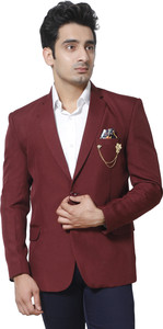 Fourfolds Solid Single Breasted Party, Wedding Men Blazer