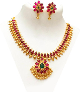 LOOK ETHNIC Alloy Gold-plated Multicolor Jewellery Set