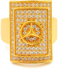 Pandadi Collection Stylish Brass Diamond Gold Plated Ring Brass Diamond Gold Plated Ring