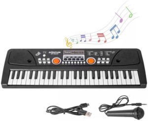 THELHARSATOYS 49 Key Piano Keyboard Toy for Kids dc Power Option+Recording Microphone Multi Colour Keys with USB Charging Big Fun Electronics Keyboard Kids 530A1 Medium Size Easy to Use Dc Power (49 Key) 49 Key Piano Keyboard Toy for Kids Analog Portable Keyboard
