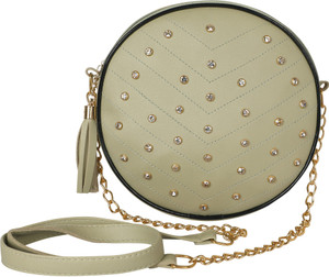 Pramadda Pure Luxury Green Sling Bag Stylish Studded Round Vegan Leather Sling Bags for Women | Shoulder Handbag Purse for Daily Use Essentials | Pretty Luxury Products For Women | Chain Sling Bags | Cute bags for girls.