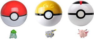 Delite Super Pokemon 3 Random Poke Ball with Mini Toy Figure Assorted colors cartoon anime cute monsters pet elf pika