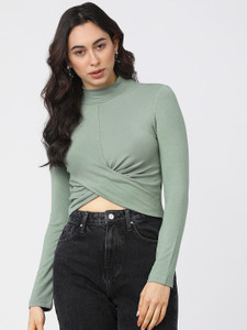 Tokyo Talkies Casual Solid Women Green Top