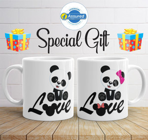 Artgenics Love With Panda Printed Couple Coffee Tea Cup for Husband, Wife On Marriage, Anniversary, Birthday, Valentine Gifts Ceramic Coffee 325ml. Ceramic Coffee Mug