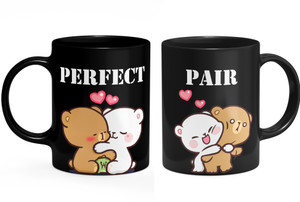 ART STORE Perfect Pair Milk and Mocha Teddy Bear Hubby Wifey