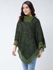 Pivl Woven Collared Neck Casual Women Green Sweater