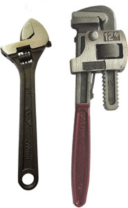DUMDAAR Heavy duty 1pc 12inch Pipe Wrench and 8inch Adjustable Wrench Single Sided Pipe Wrench