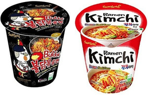 Samyang Buldak Stirefried & Kimchi Hot Chicken Flavour Raman Cup Noodles, 70Gm*2 Pack (Pack of 2) (Imported)140Gm Cup Noodles Non-vegetarian