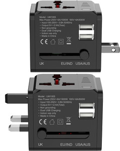 Ultrasmart Adapter Ultraprolink UM1005WTA World Travel Adapter & converter plug with Dual ...